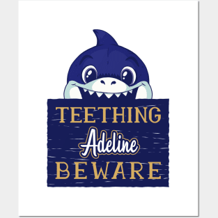 Adeline - Funny Kids Shark - Personalized Gift Idea - Bambini Posters and Art
